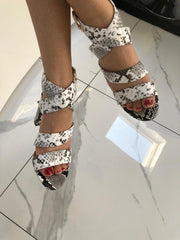 Block Heel -Croc Print