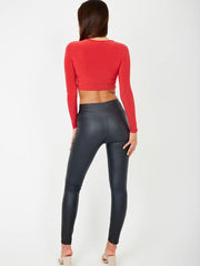 High Waist Leather Legging -Black