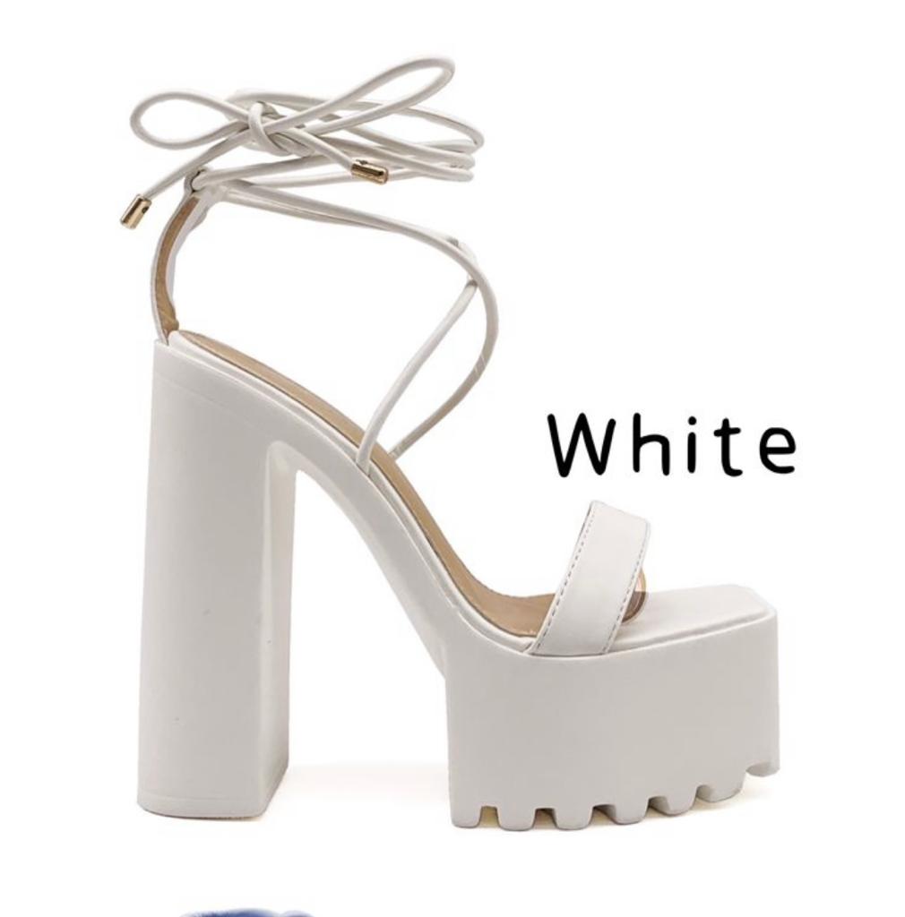 Platform Ankle Heel -White