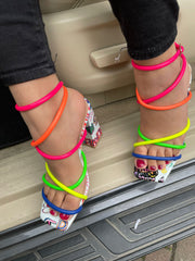 Rock Snap Colorful Block Heel -Multicolor