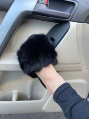 Faux Fur Sliders -Black