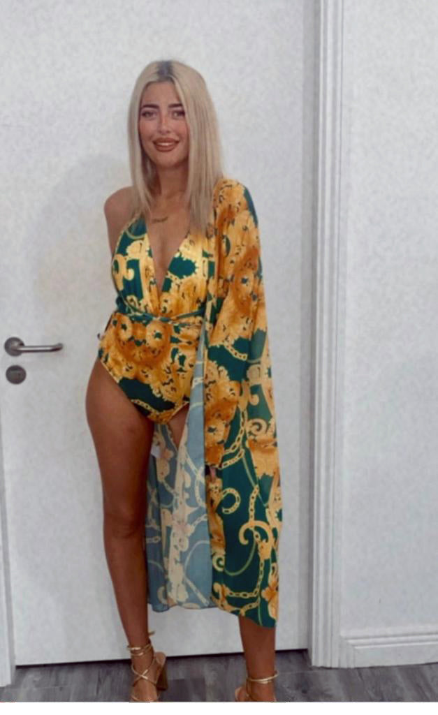 Bodysuit - Bathing Suit Cover-up Set -Green