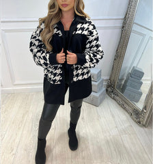 Two-tone Jacket Coat with buttons -Black/White