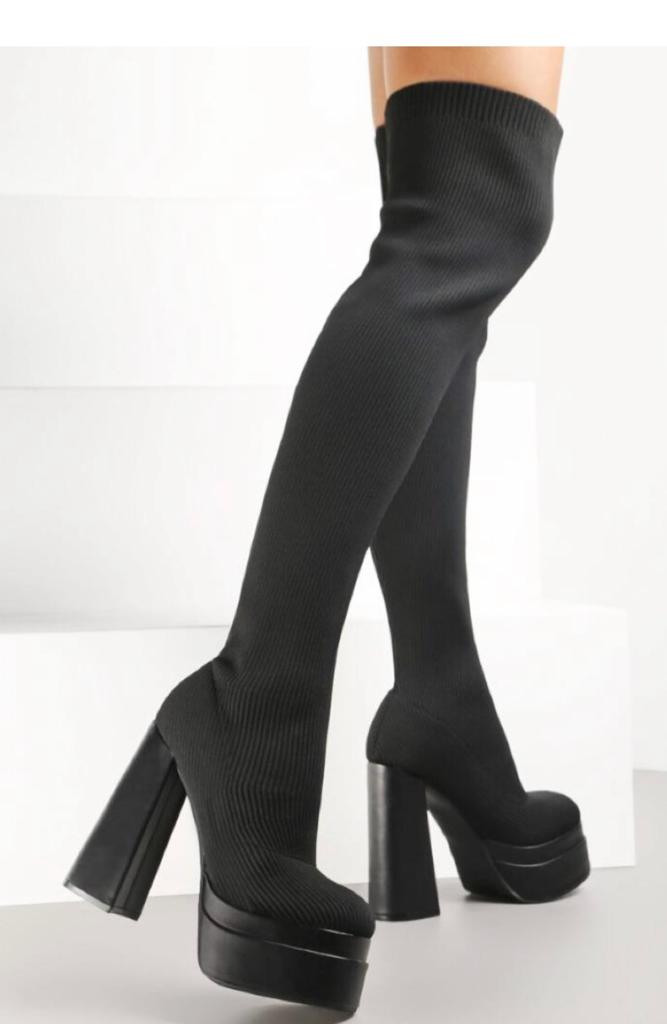 Knee High Socks Boot -Black