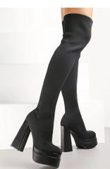 Knee High Socks Boot -Black