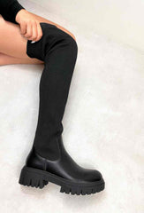 Socks Over Knee Boot -Black