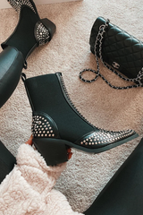 Studded ankle boots -Black