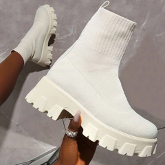 Knitted Ankle Boots -Cream