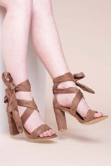 MARIAN TIE UP HEEL -MOCHA SUEDE