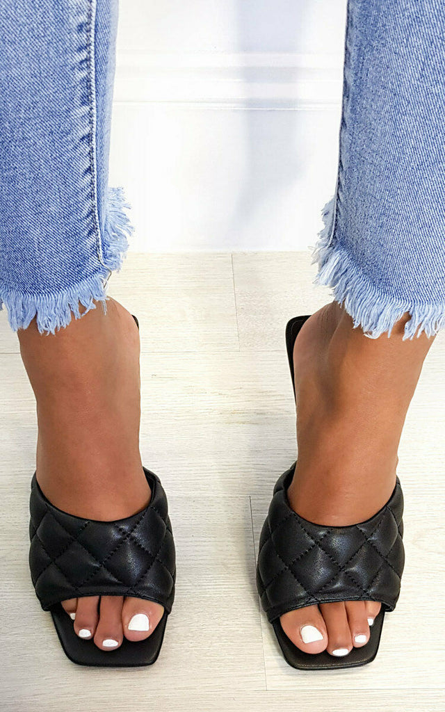 Quilted Mule Heels -Black