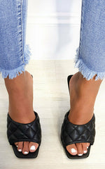 Quilted Mule Heels -Black