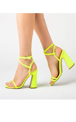 Block Heeled Sandal -Neon