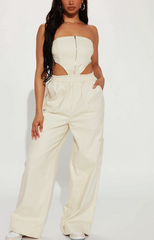 Street Chic Cargo Jumpsuit Cargo Pants -Beige