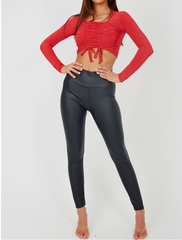 High Waist Leather Legging -Black